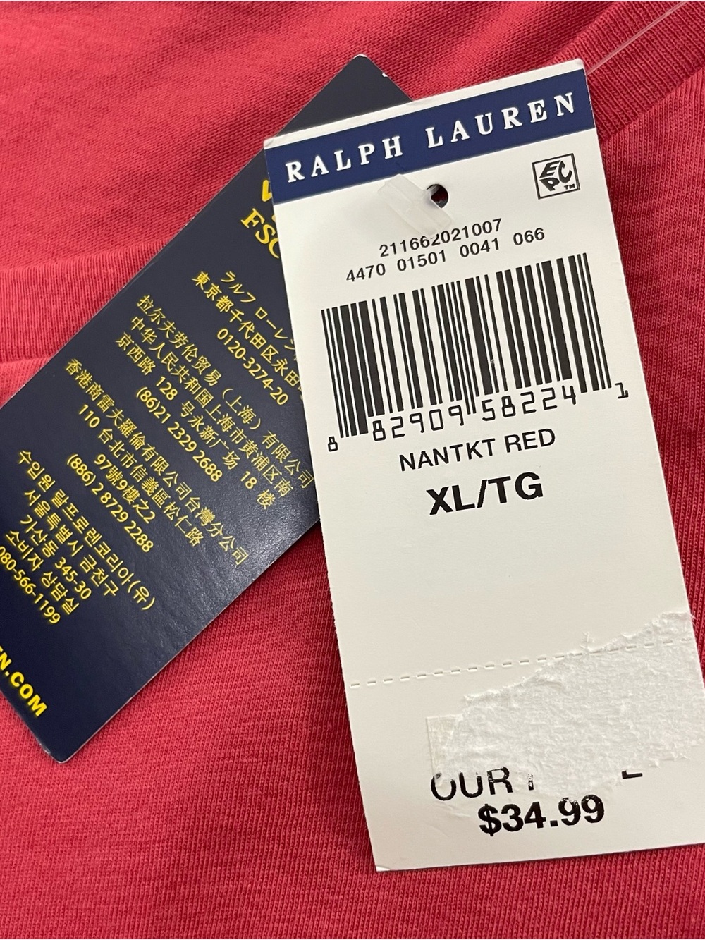 Polo Ralph Lauren Pink Salmon Striped Boat Neck 3/4 Sleeve Cotton SZ XL Nautica - Picture 4 of 11